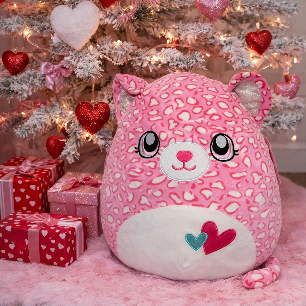 Squishmallows Antonella Cheetah 16 Inch Plush Pink Valentine's Day Hearts